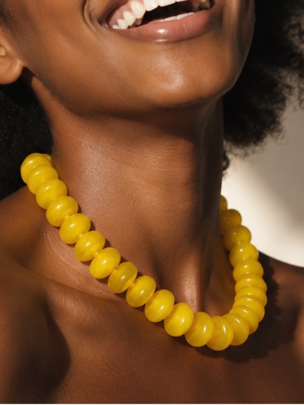 Chunky Yellow Beaded Necklace - Women Jewelry